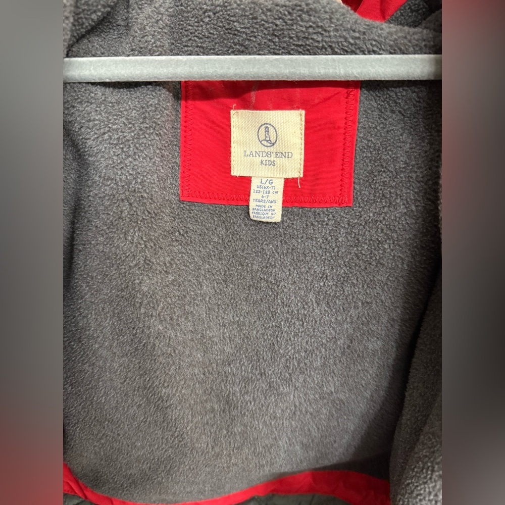 Lands' End Kids Red and Gray Fleece Jacket Squall - Picture 3 of 7